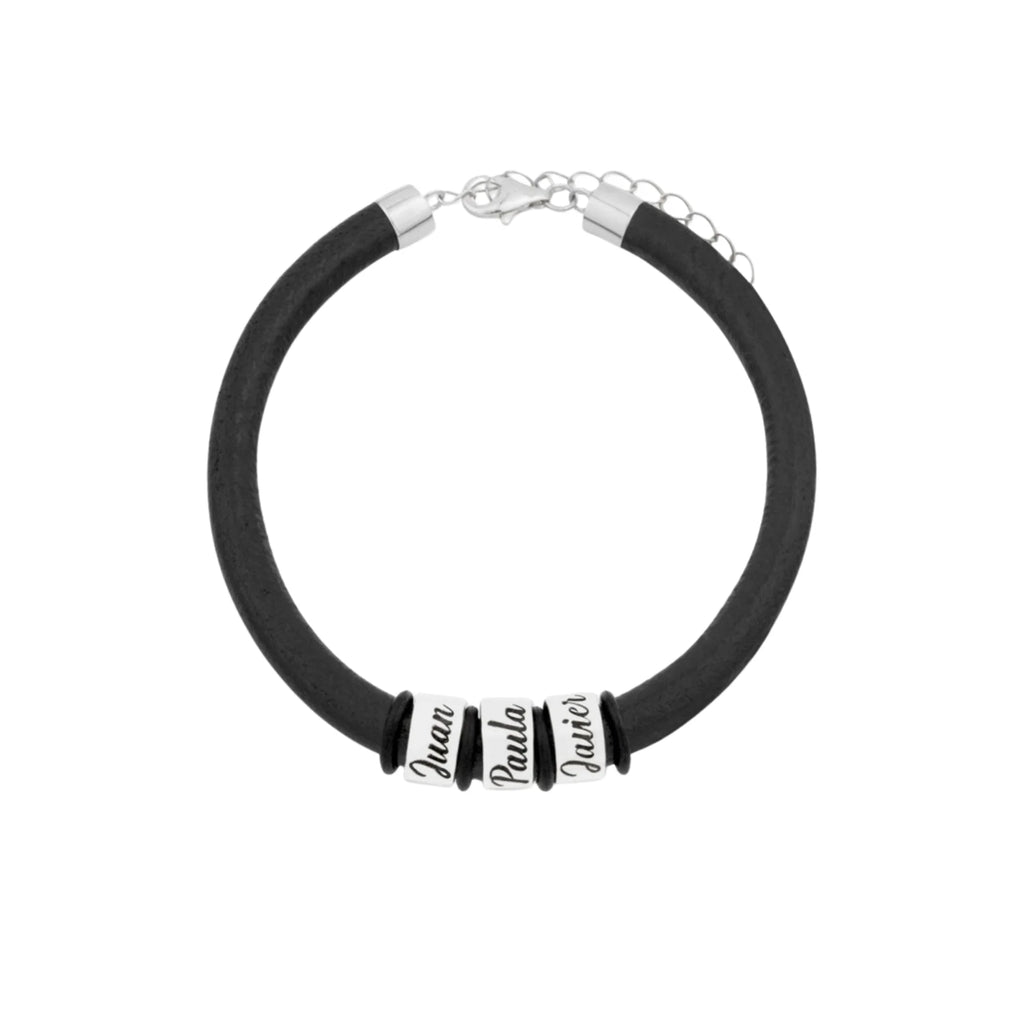 Pulsera de Cuero y Plata PERSONALIZADA para Hombre y para Mujer