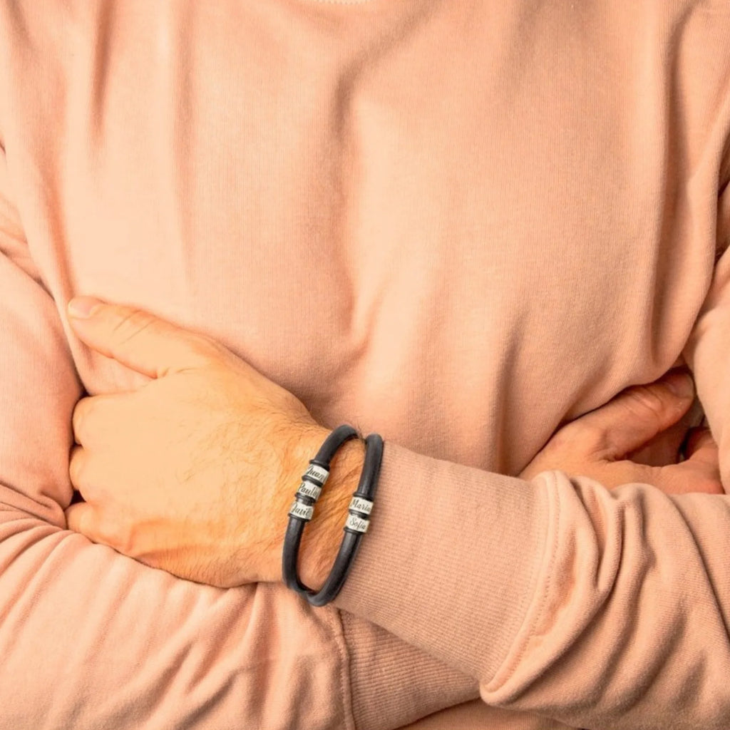 Pulsera de Cuero y Plata PERSONALIZADA para Hombre y para Mujer