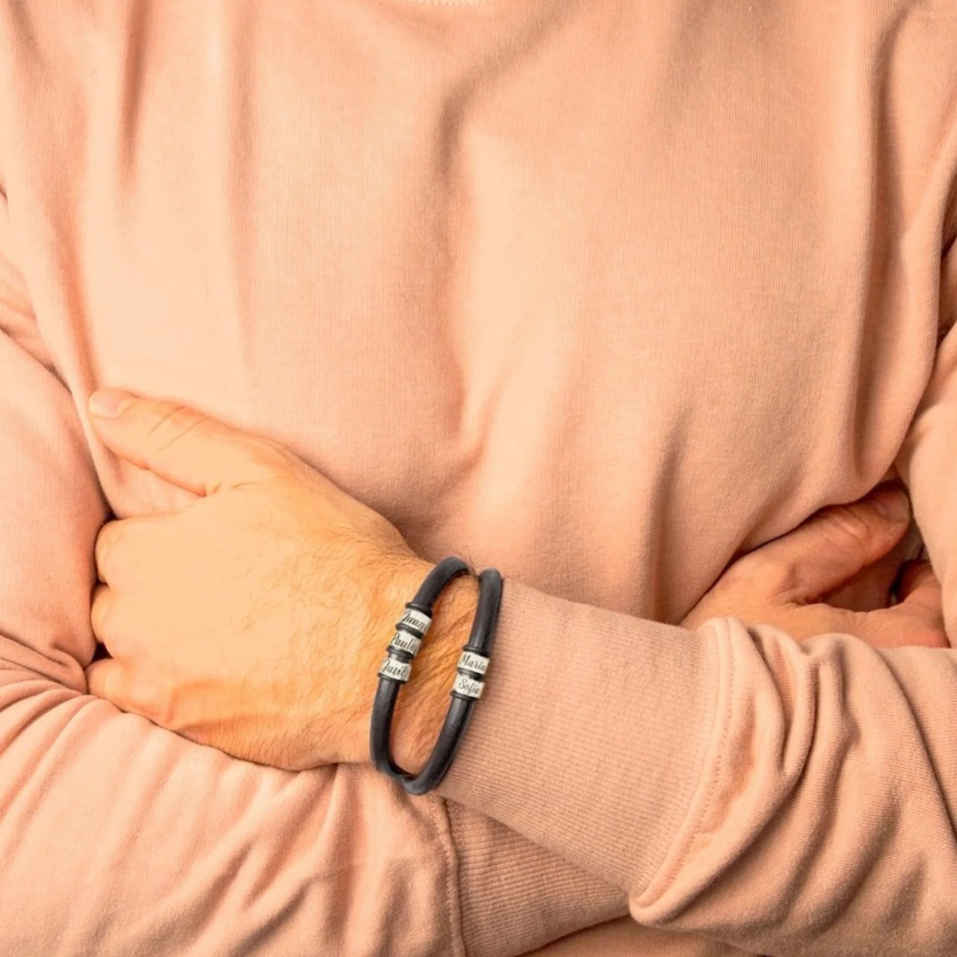 Pulsera de Cuero y Plata PERSONALIZADA para Hombre y para Mujer