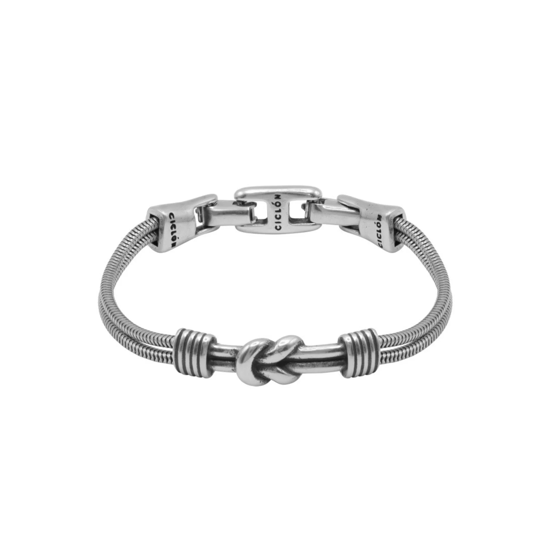 Pulsera para Hombre Acero Bañado en Plata Mini Llano Ciclón