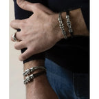 Pulsera para Hombre Acero Bañado en Plata Mini Llano Ciclón
