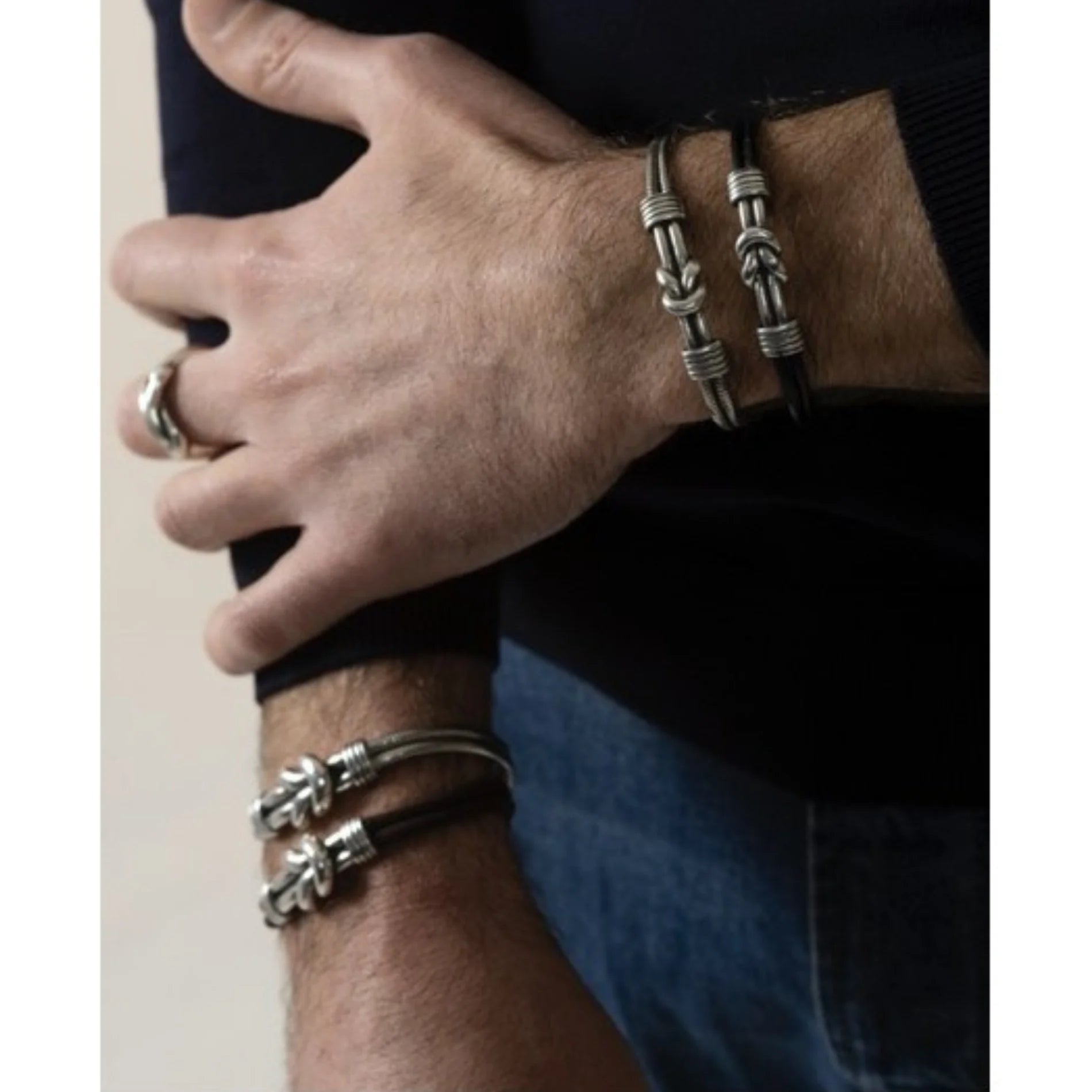 Pulsera para Hombre Acero Bañado en Plata Mini Llano Ciclón