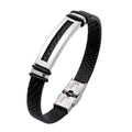 Pulsera para Hombre Placa Acero Cuero Negro