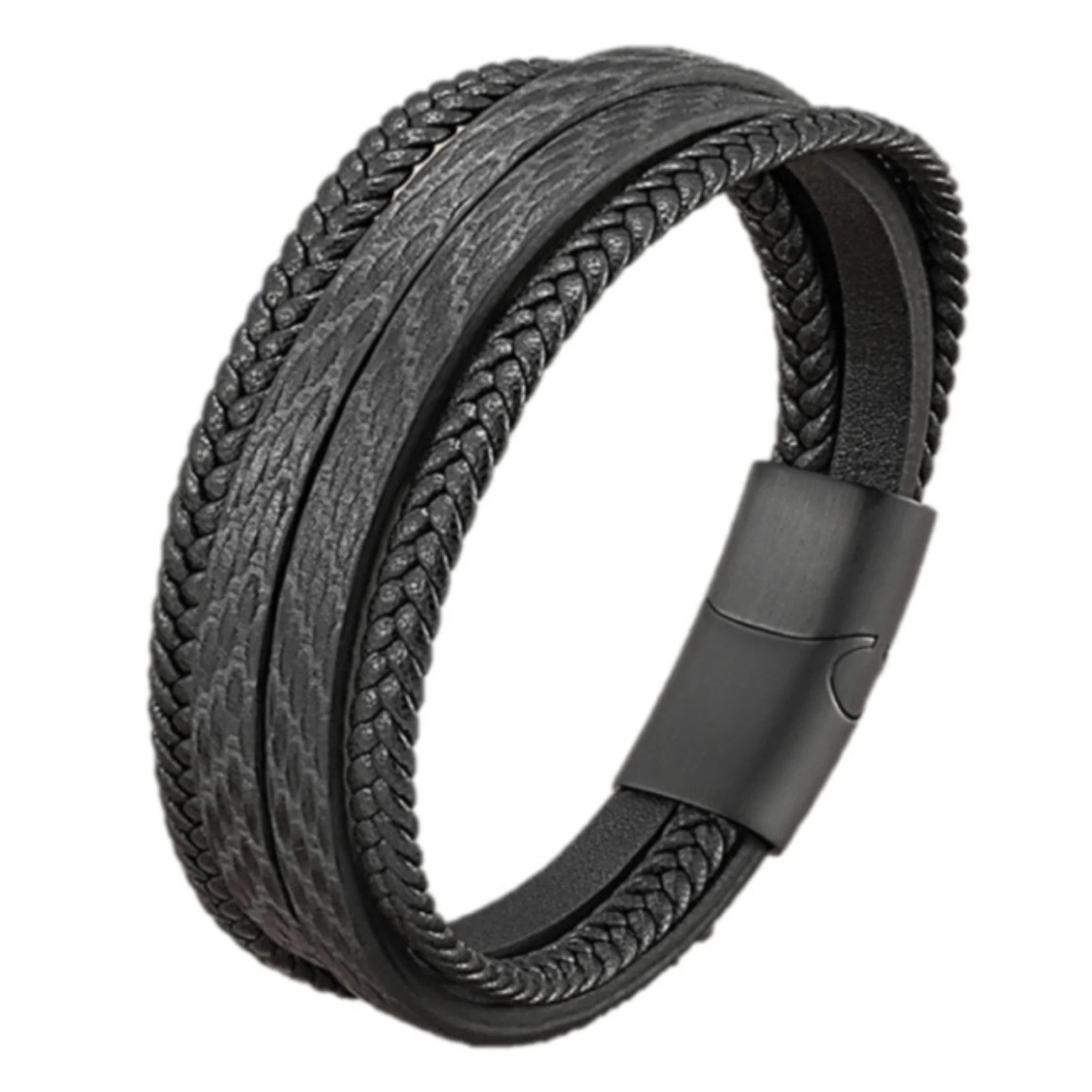 Pulsera para Hombre Vueltas Cuero en Negro o Marrón