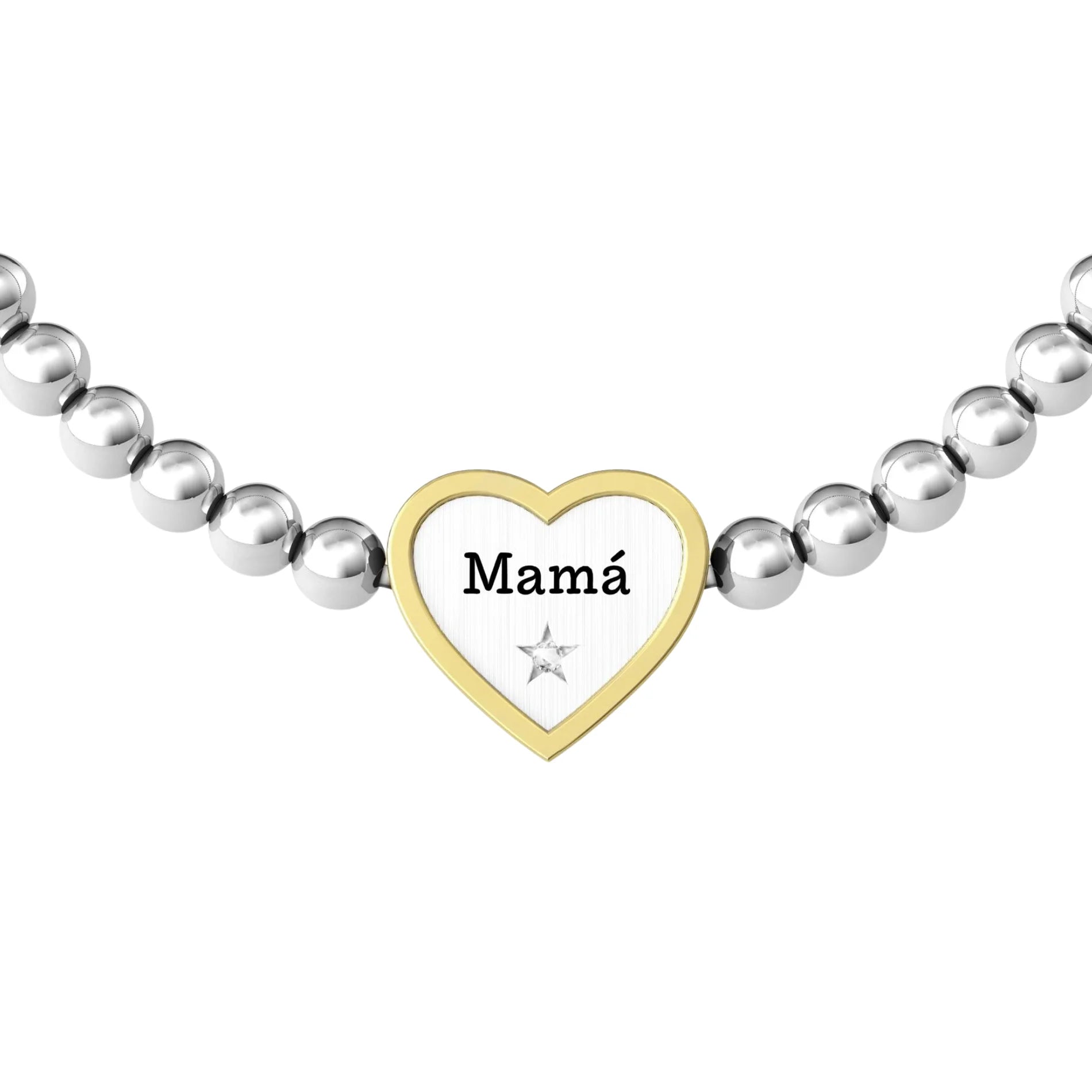 Pulsera para Mujer Corazón "Mamá" Acero PVD Dorado