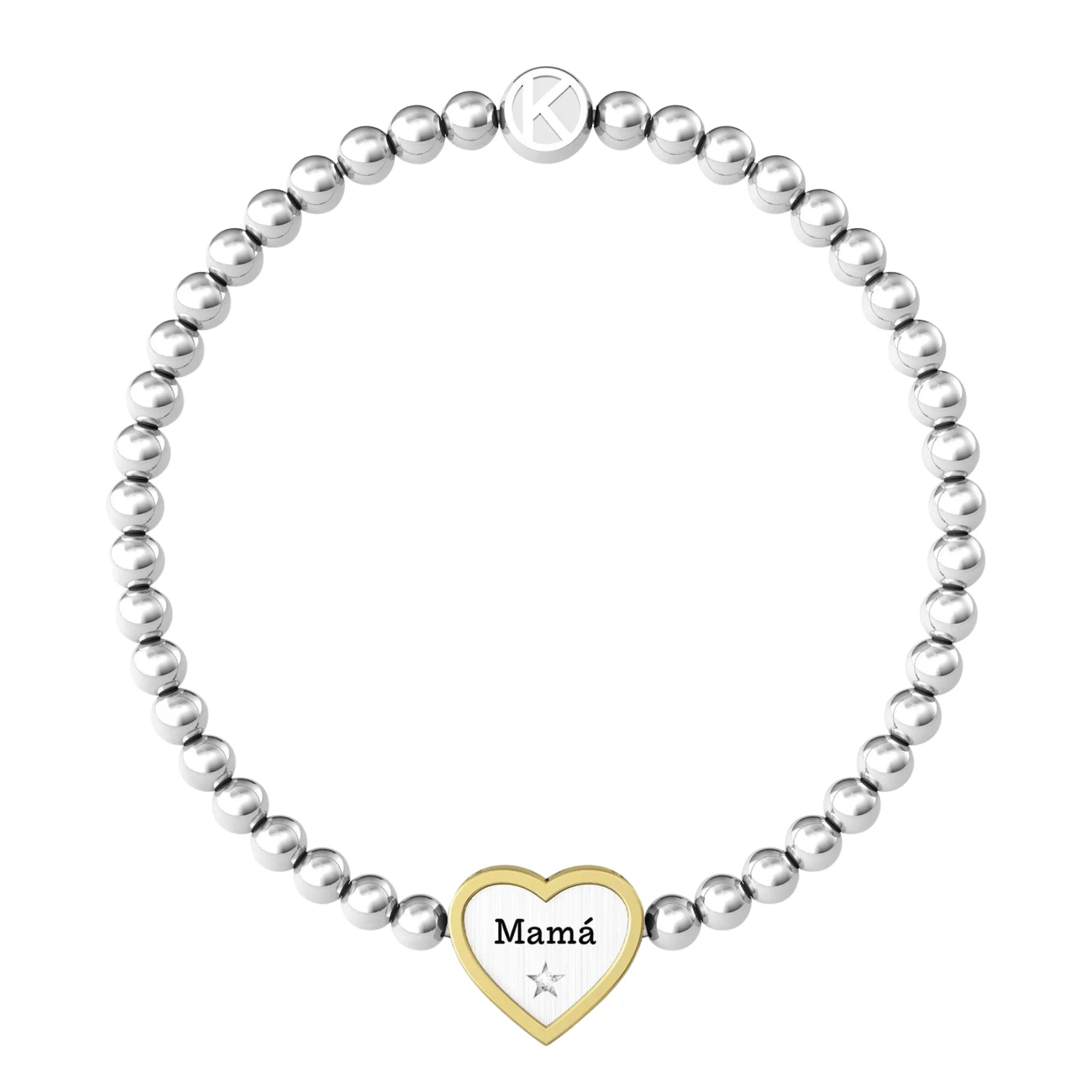 Pulsera para Mujer Corazón "Mamá" Acero PVD Dorado