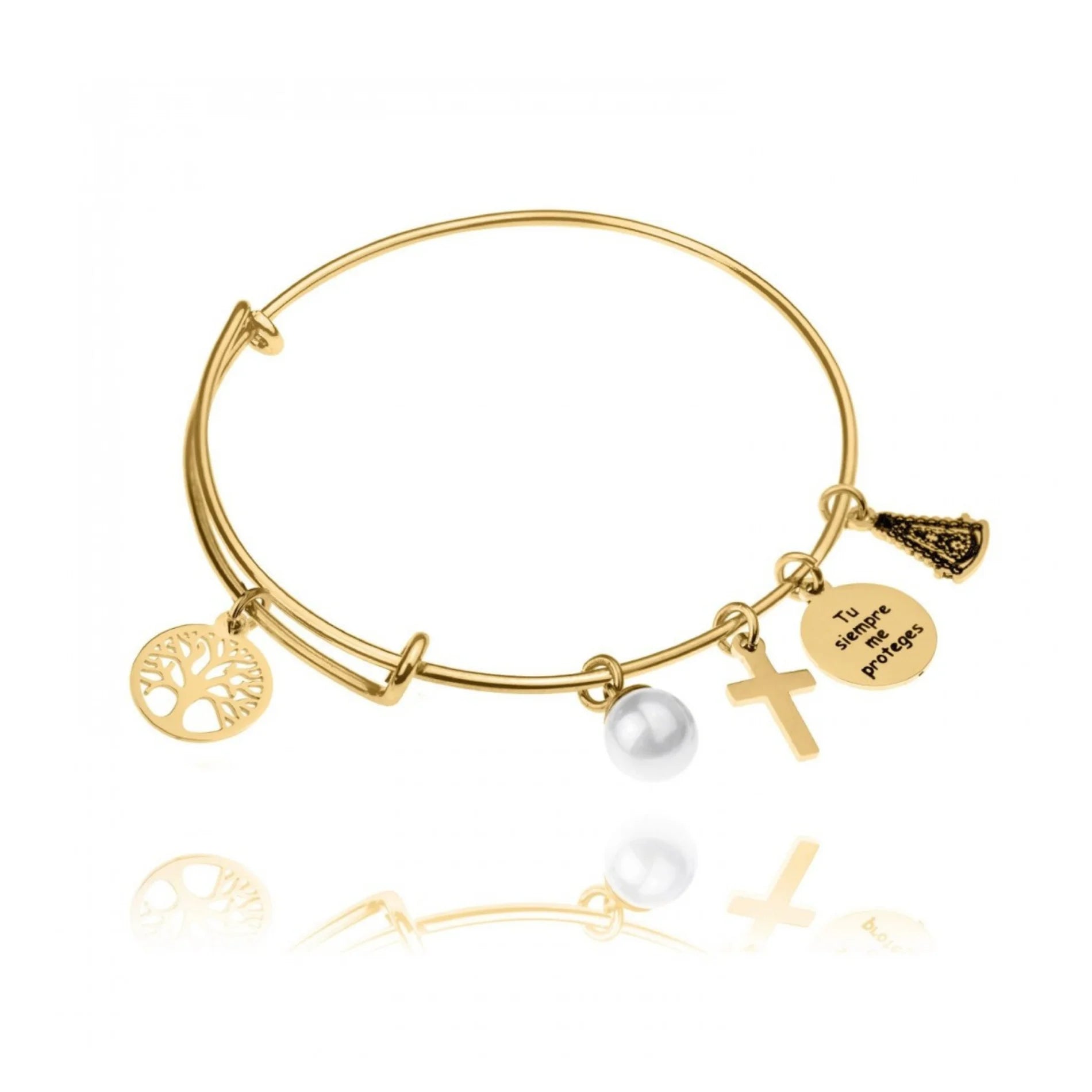 Pulsera para Mujer de Acero Dorado PROTECCIÓN ESPIRITUAL