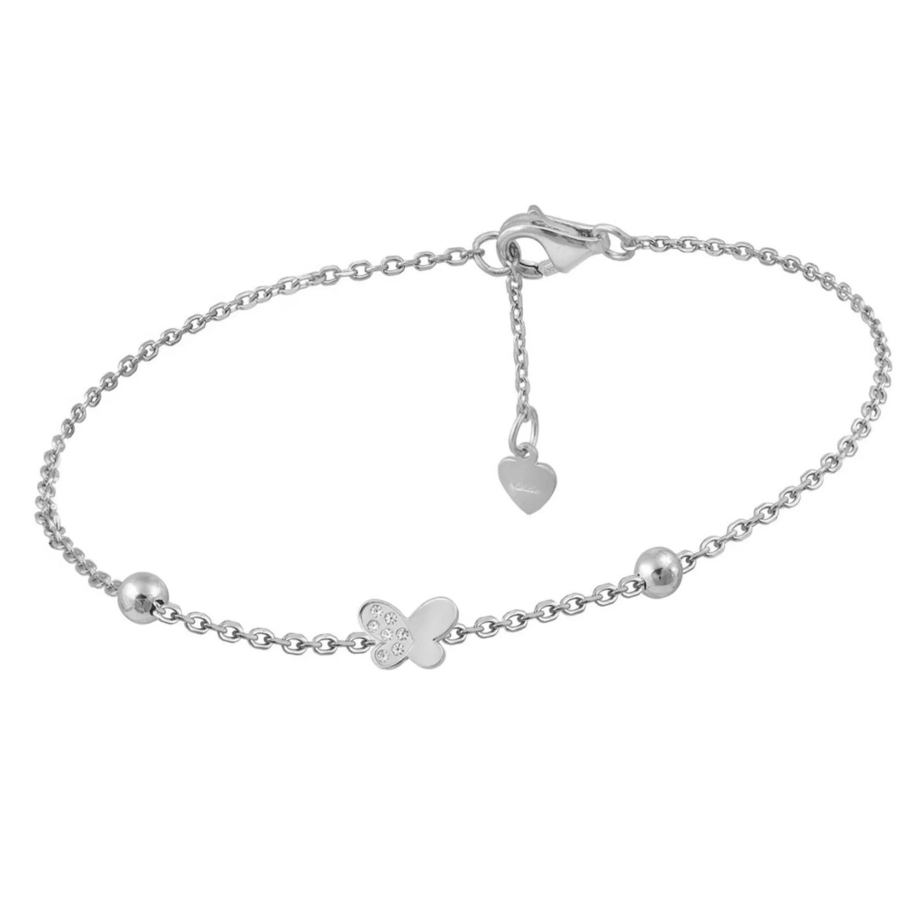 Pulsera para Niña Mariposa con Circonitas Plata y Plata Bañada Oro