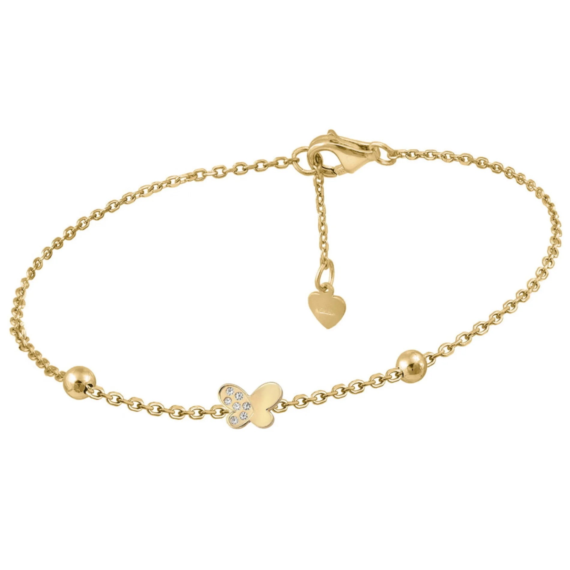 Pulsera para Niña Mariposa con Circonitas Plata y Plata Bañada Oro