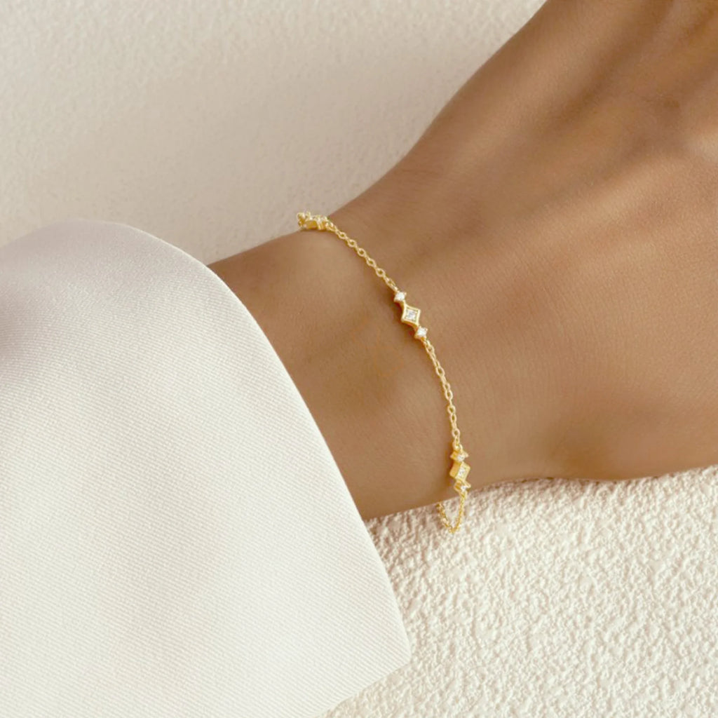 Pulsera para Niña en Plata Bañada en Oro y Circonitas Comunión