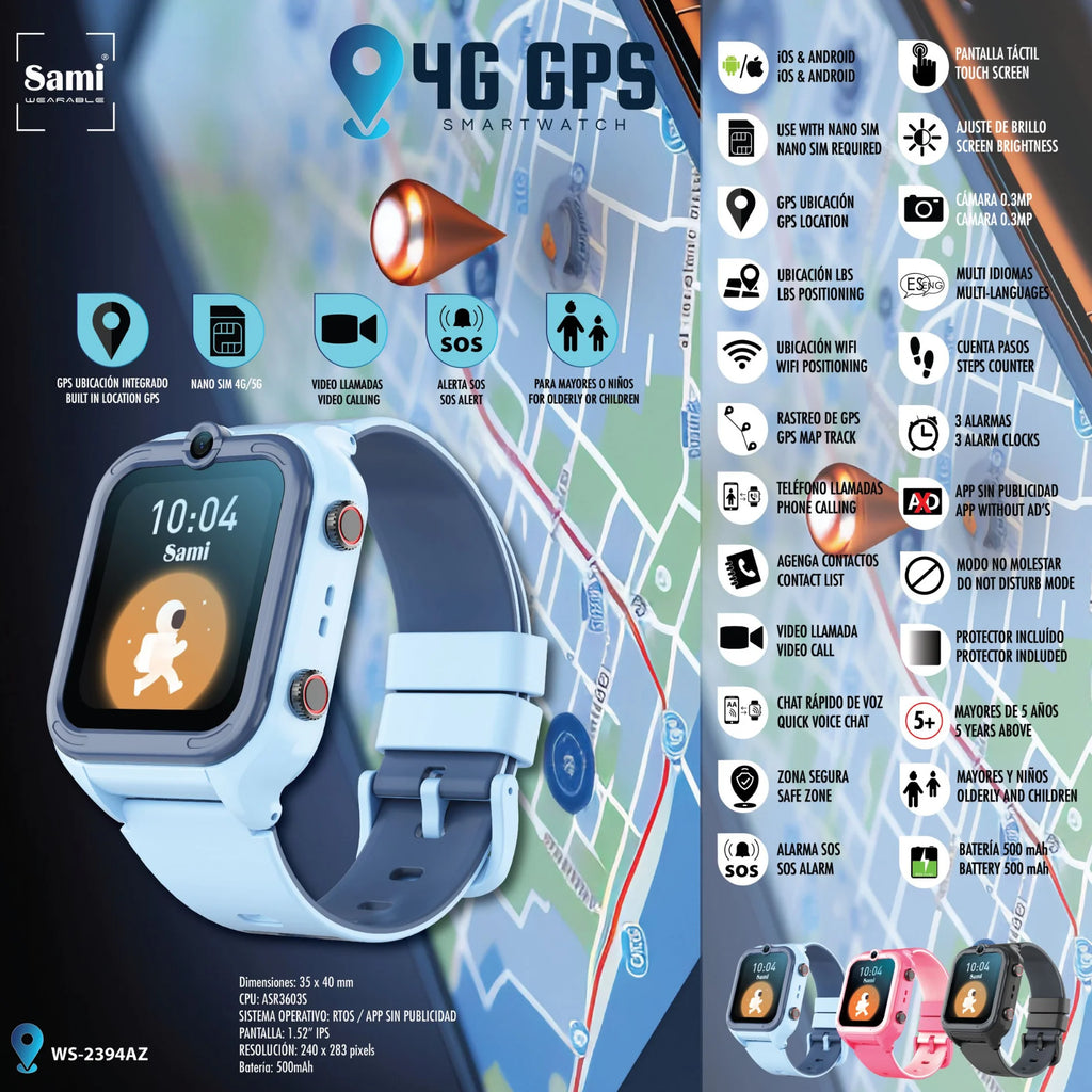 Reloj Sami Smartwatch Android WS- 2394 Azul