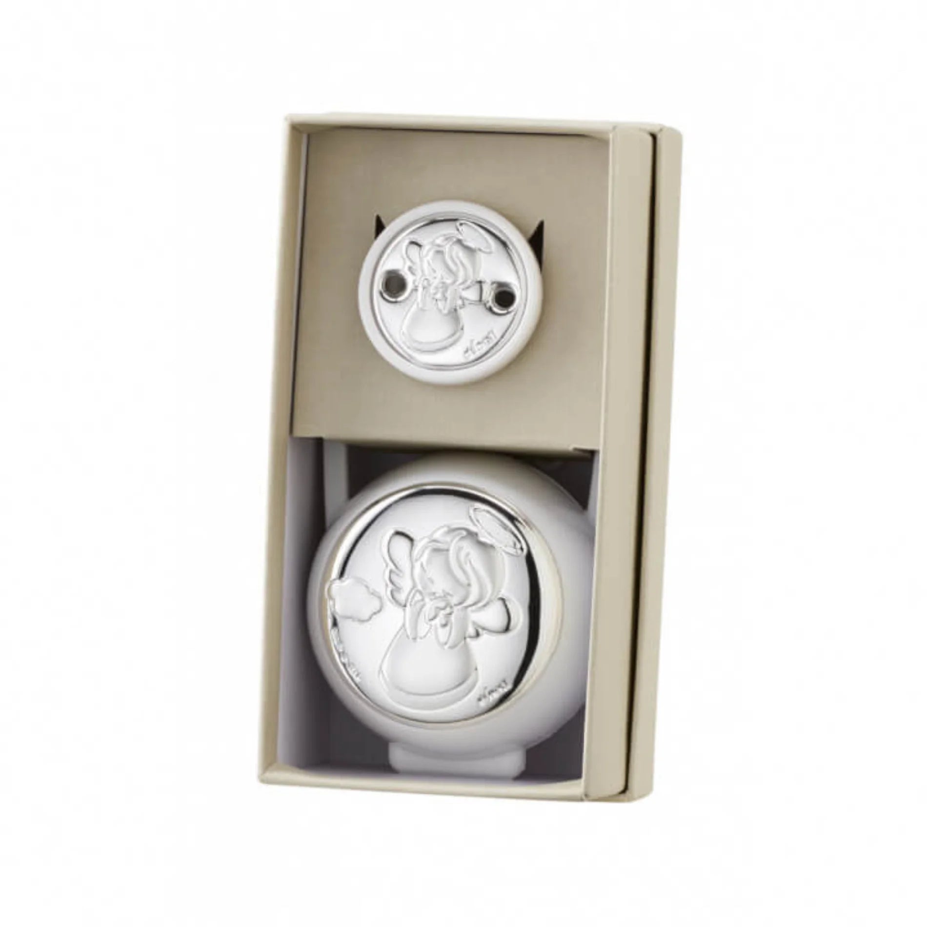 Set Porta Chupete y Pinza para Chupete ÁNGEL Infantil Bautizo Nacimiento
