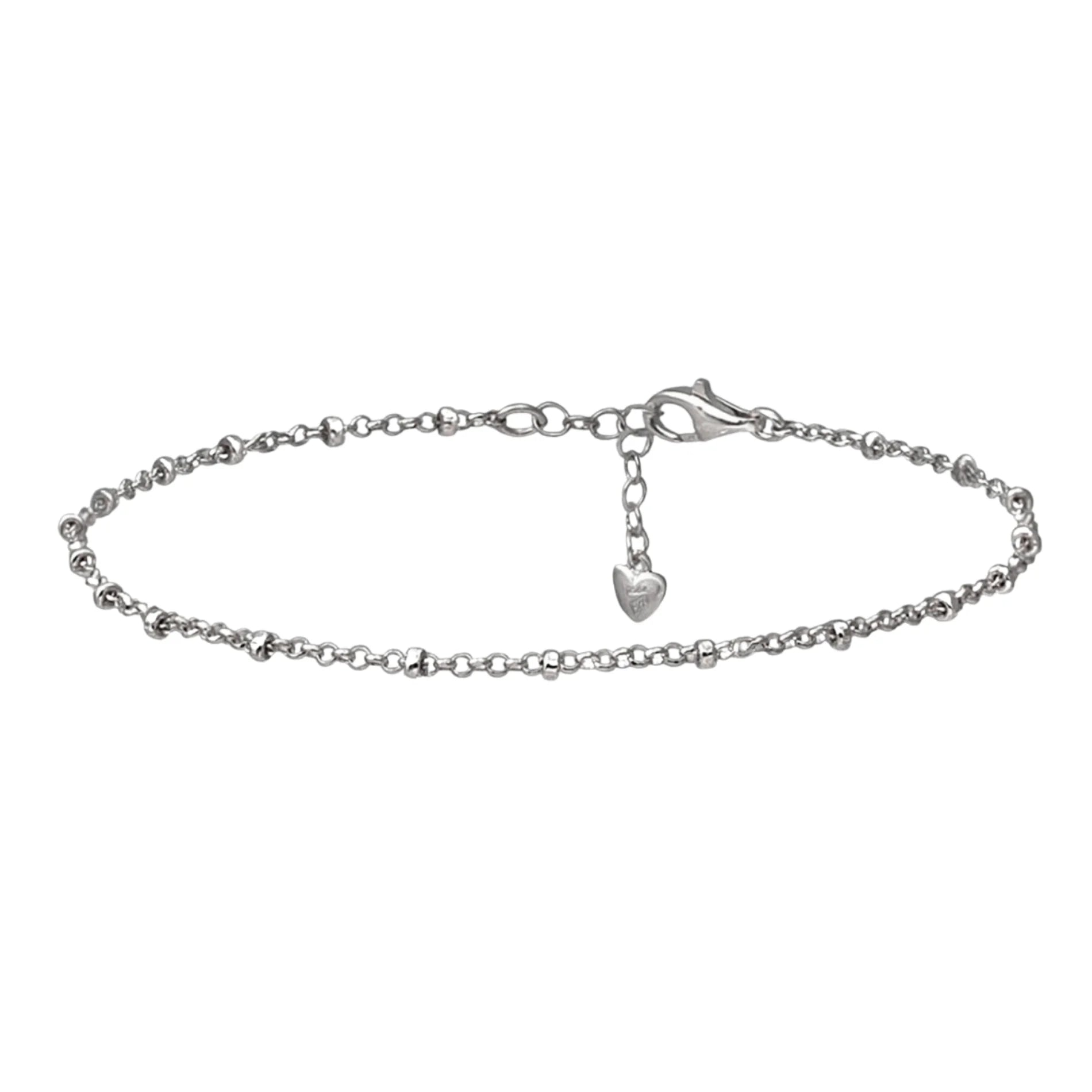 Tobillera Minimalista de Cadena con Cuentas en Plata de Ley 925