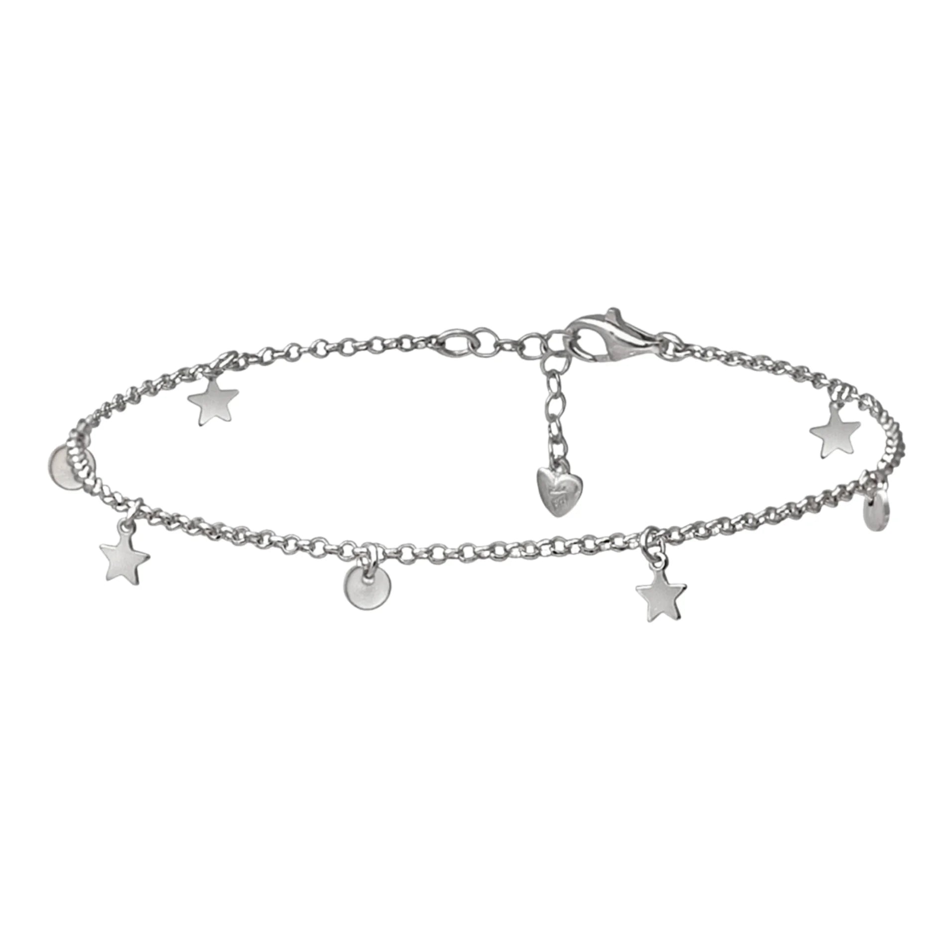 Tobillera con Charms Estrellas y Soles en Plata de Ley 925