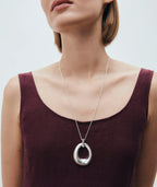 Colgante para Mujer Oval Volumen Dual Plata 925