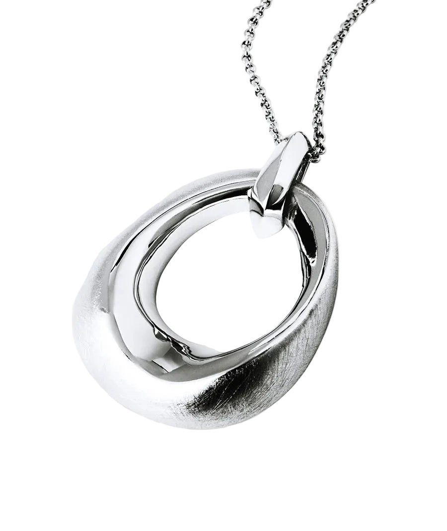 Colgante para Mujer Oval Volumen Dual Plata 925