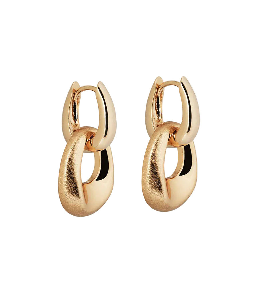 Pendientes para Mujer Aro Entrelazados Dual Oro 18K