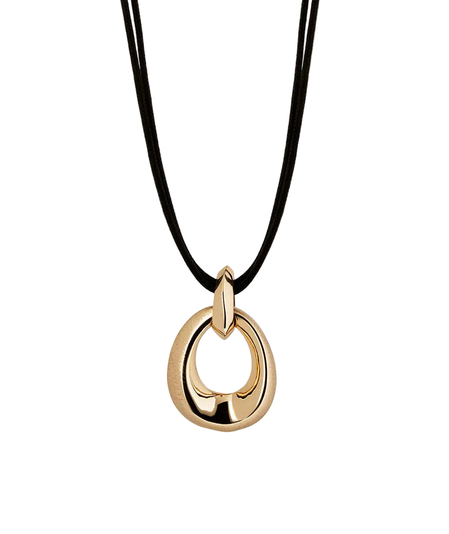 Colgante para Mujer Oval Volumen Dual Oro 18 K