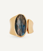 Anillo para Mujer Ancho labradorita Bañado en Oro 18K