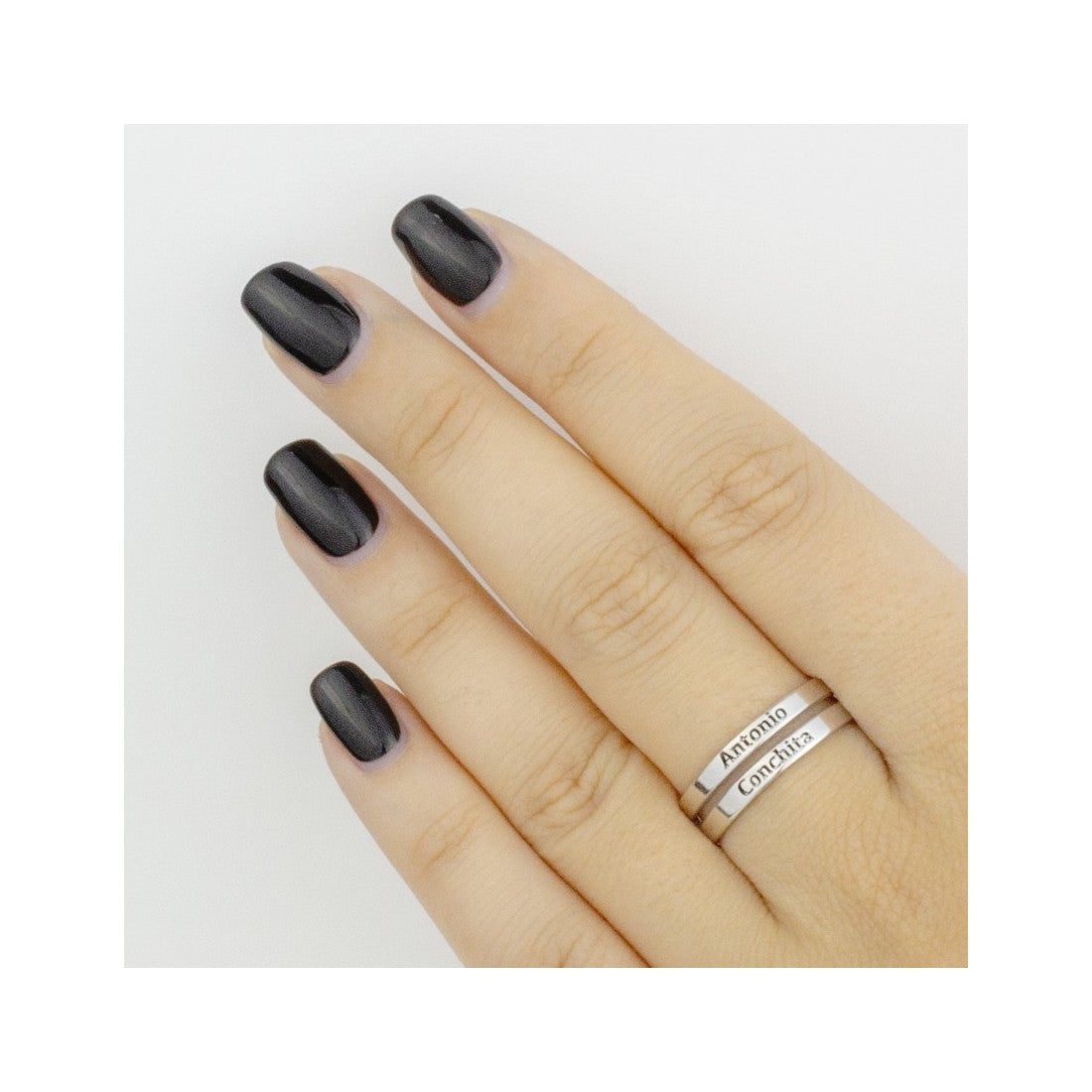 Anillo Plata o Plata Chapado en Oro doble aro PERSONALIZABLE para Mujer