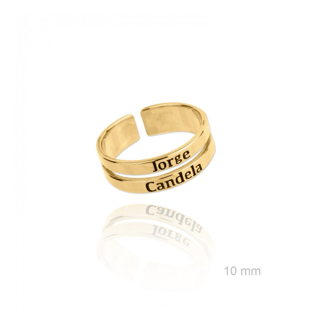 Anillo Plata o Plata Chapado en Oro doble aro PERSONALIZABLE para Mujer