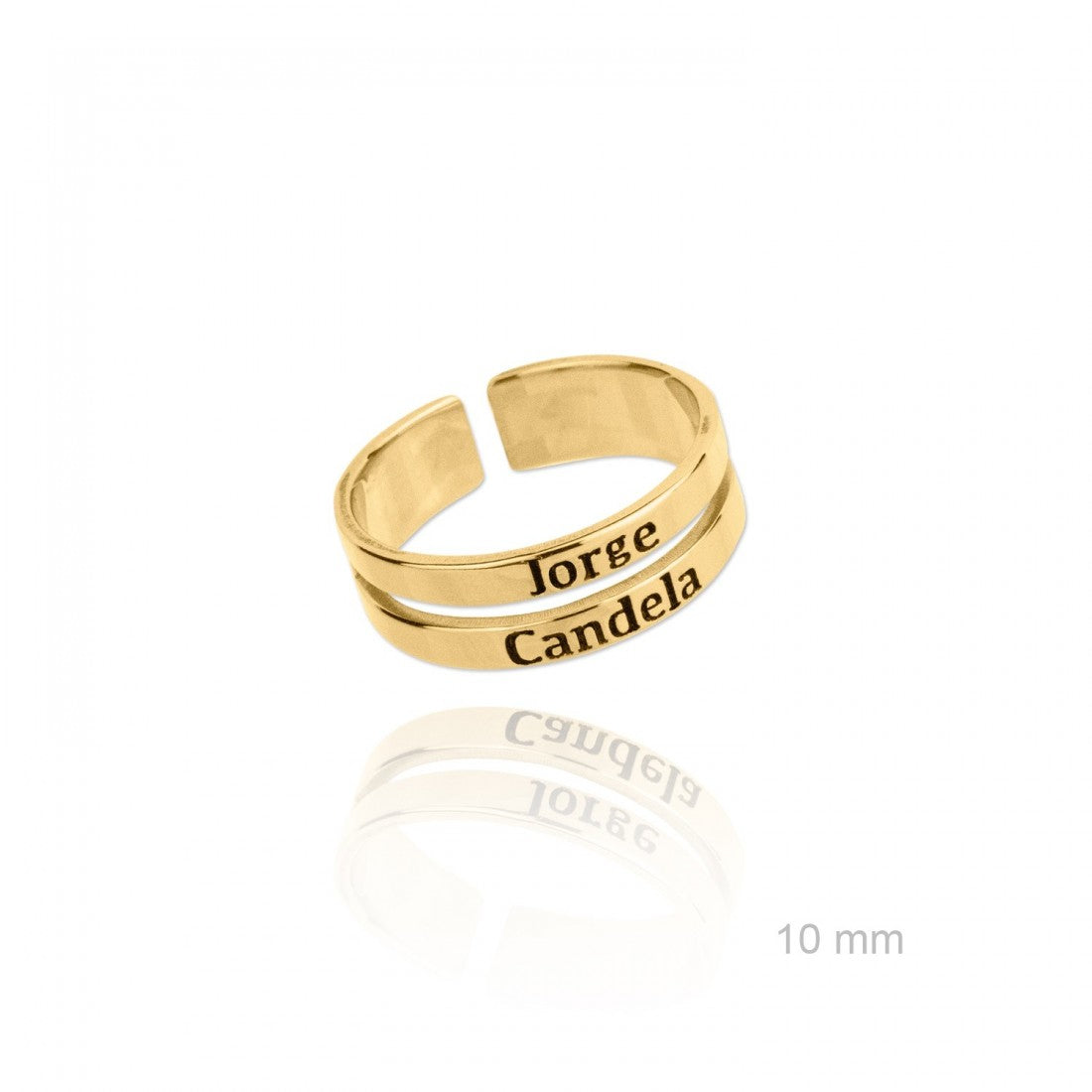 Anillo Plata o Plata Chapado en Oro doble aro PERSONALIZABLE para Mujer