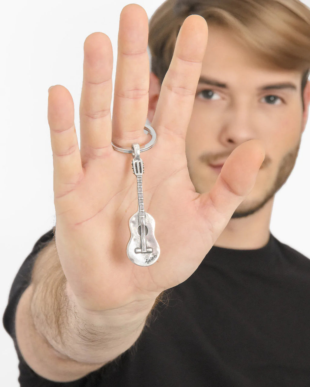 Llavero GUITARRA de Acero Bañado en Plata para Hombre y para Mujer Otros Regalos