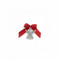 Colgante / Alfiler con Lazo Rojo y Ángel de la Guarda de Plata Bebé Nacimiento Bautizo