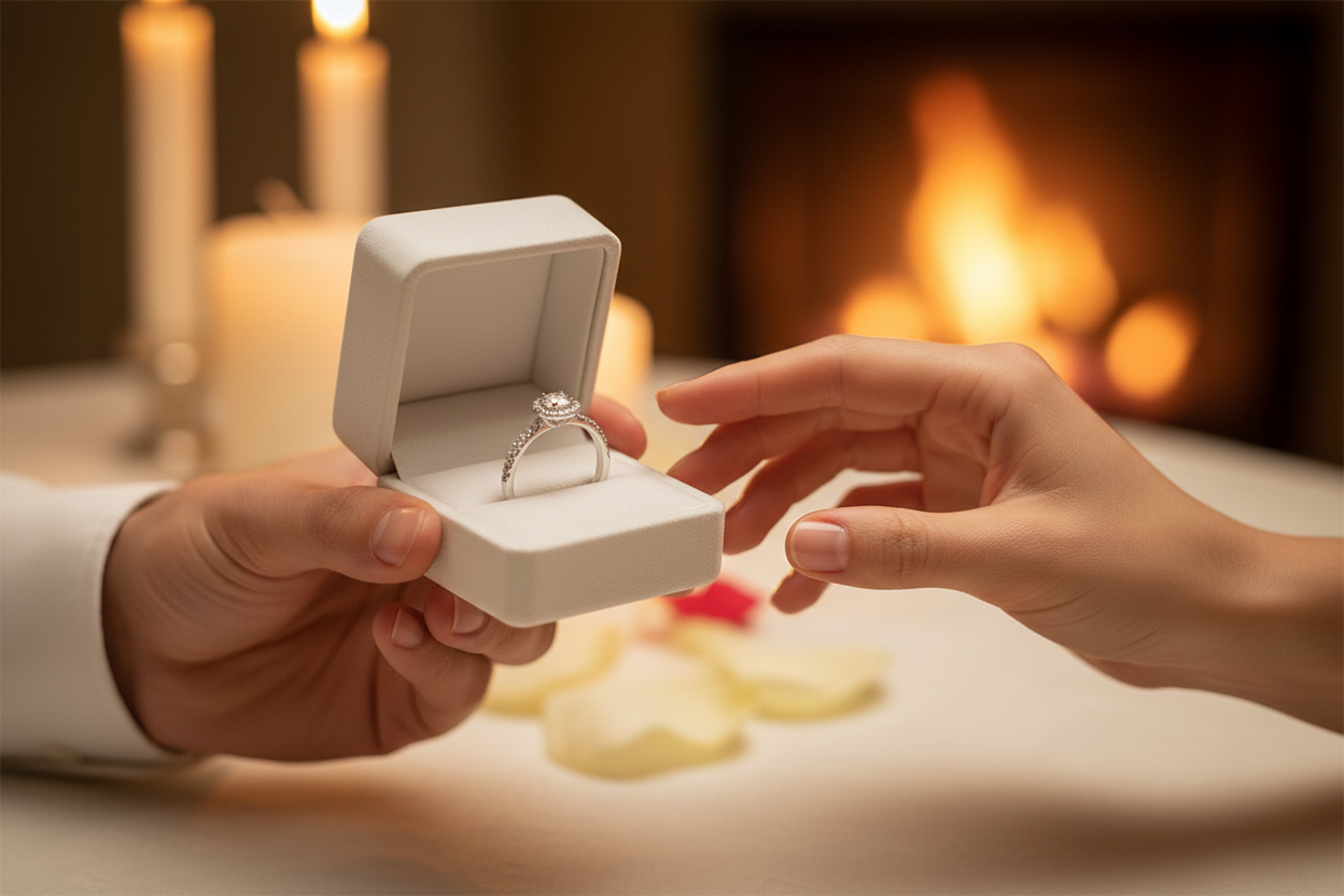 con la caja dela naillo en color blanco y el anillo de la foto