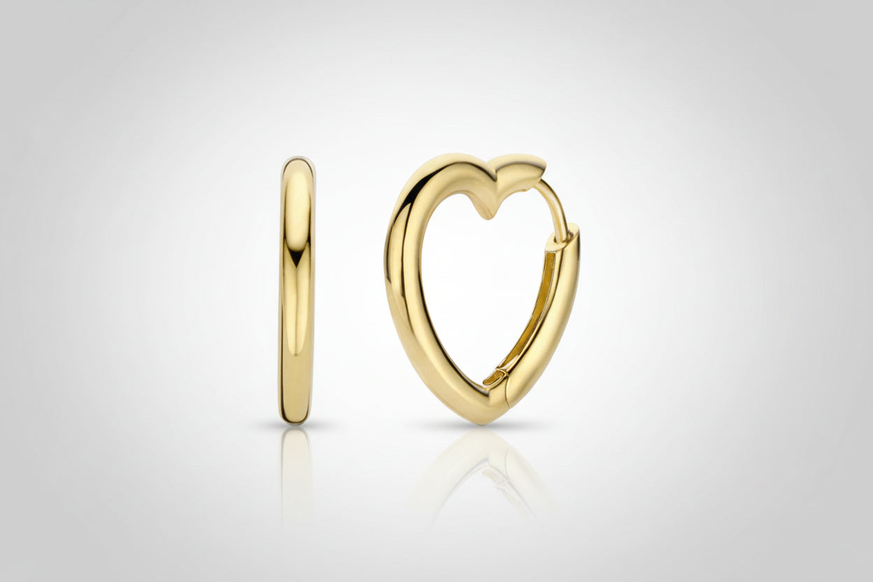 Pendientes para Mujer Corazón Plata Chapado Oro