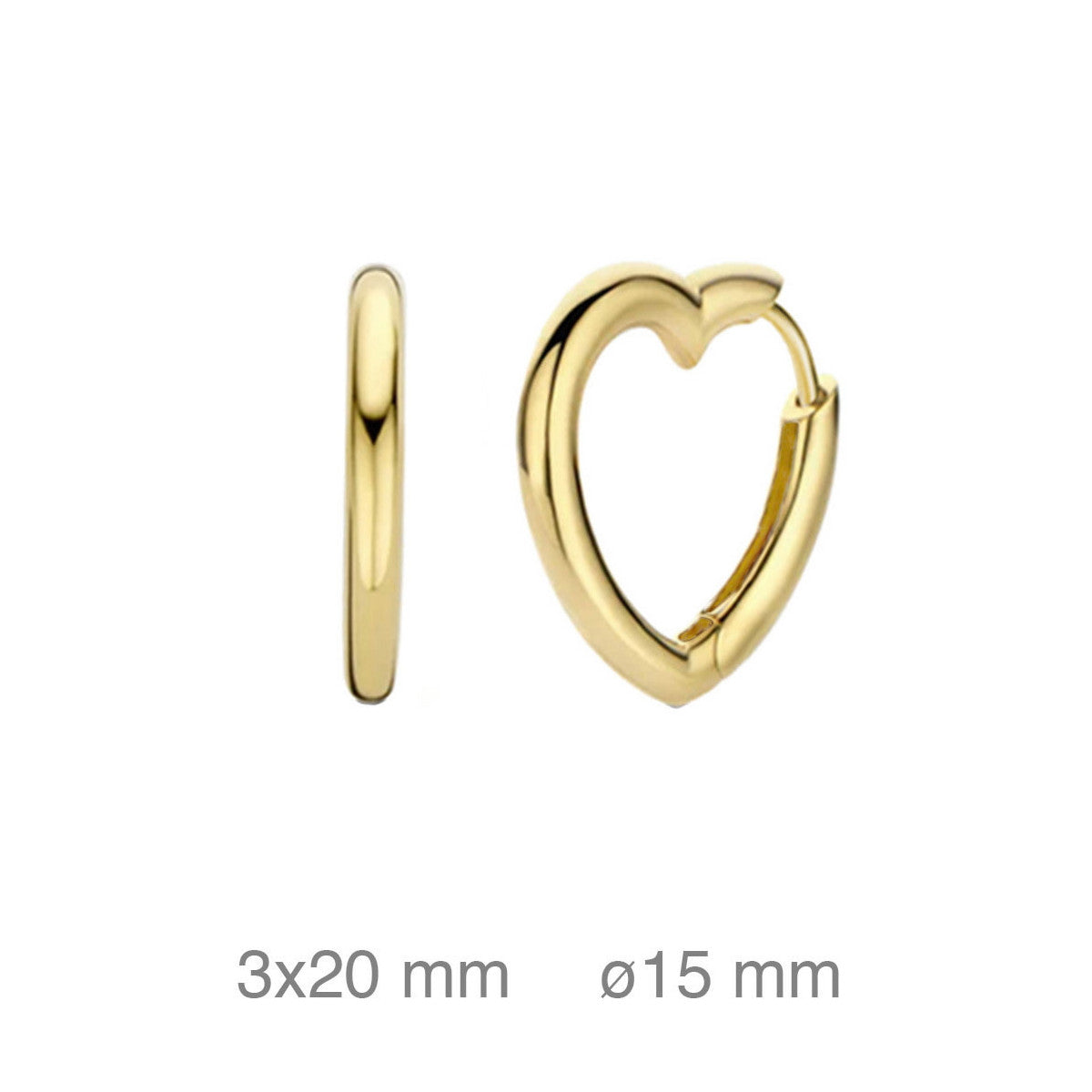 Pendientes para Mujer Corazón Plata Chapado Oro