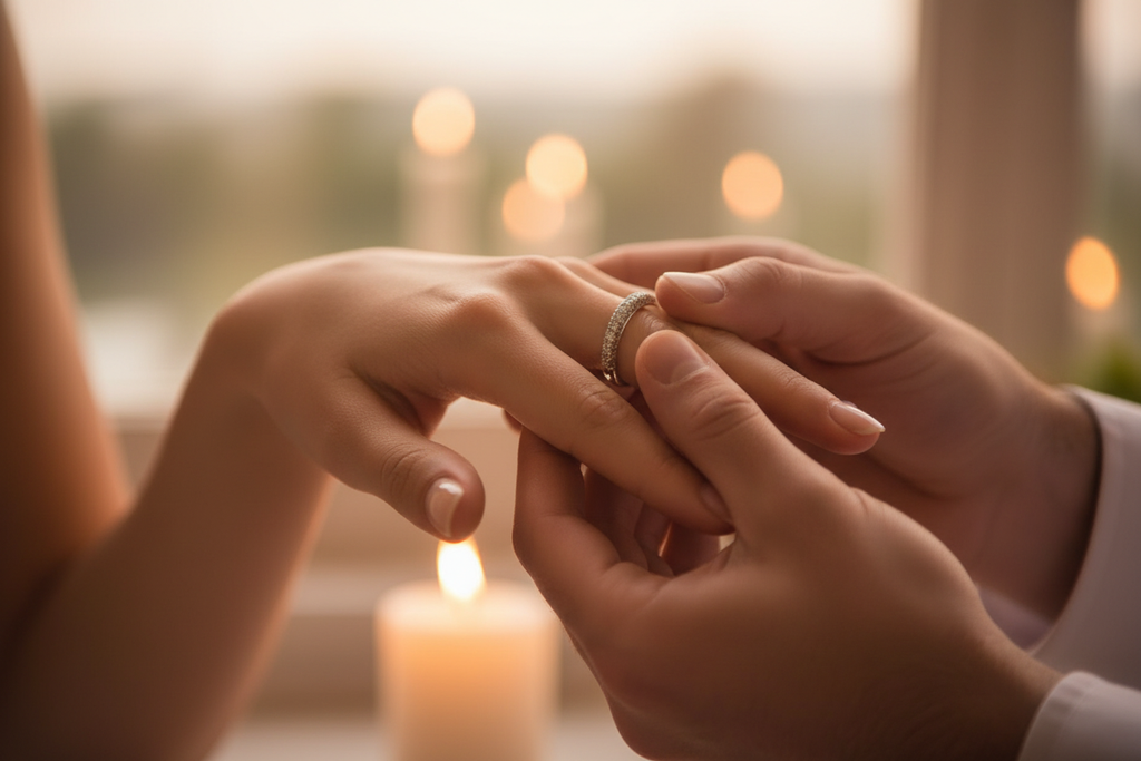 el anillo de la foto debe ser el de mi imagen , una media alianza engarzada en pavés de brillantes