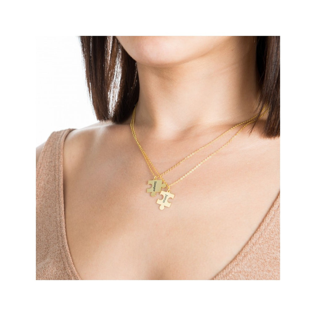 Colgante para Mujer PUZZLE Plata Chapada en Oro Personalizable