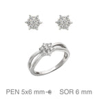 Conjunto de Comunión Niña Anillo y Pendientes Rosetón de Plata y Circonitas