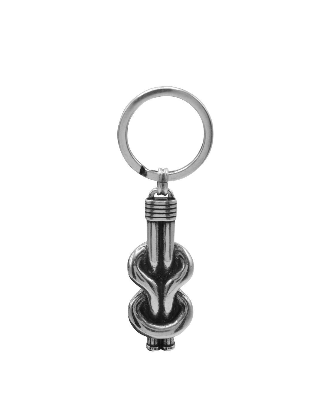 Llavero para hombre Rizo Acero Bañado en Plata