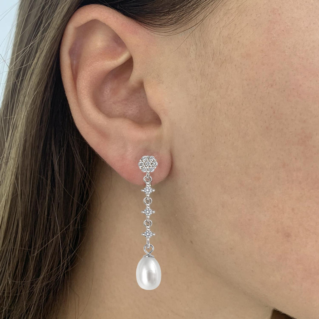 Pendientes para Mujer Plata FIESTA Perlas Boda