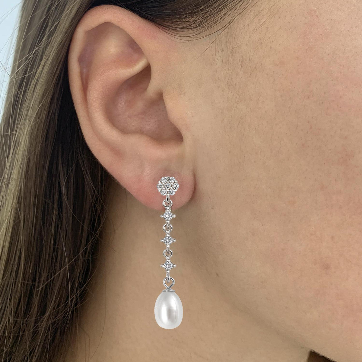 Pendientes para Mujer Plata FIESTA Perlas Boda