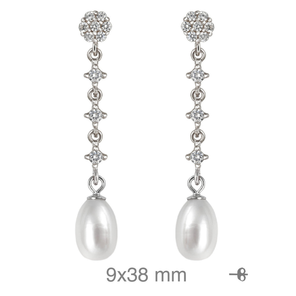 Pendientes para Mujer Plata FIESTA Perlas Boda