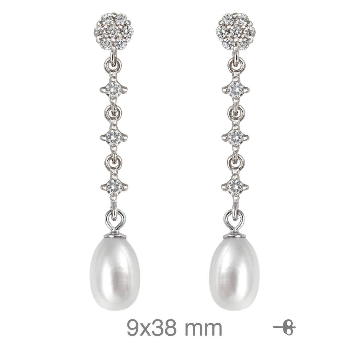 Pendientes para Mujer Plata FIESTA Perlas Boda