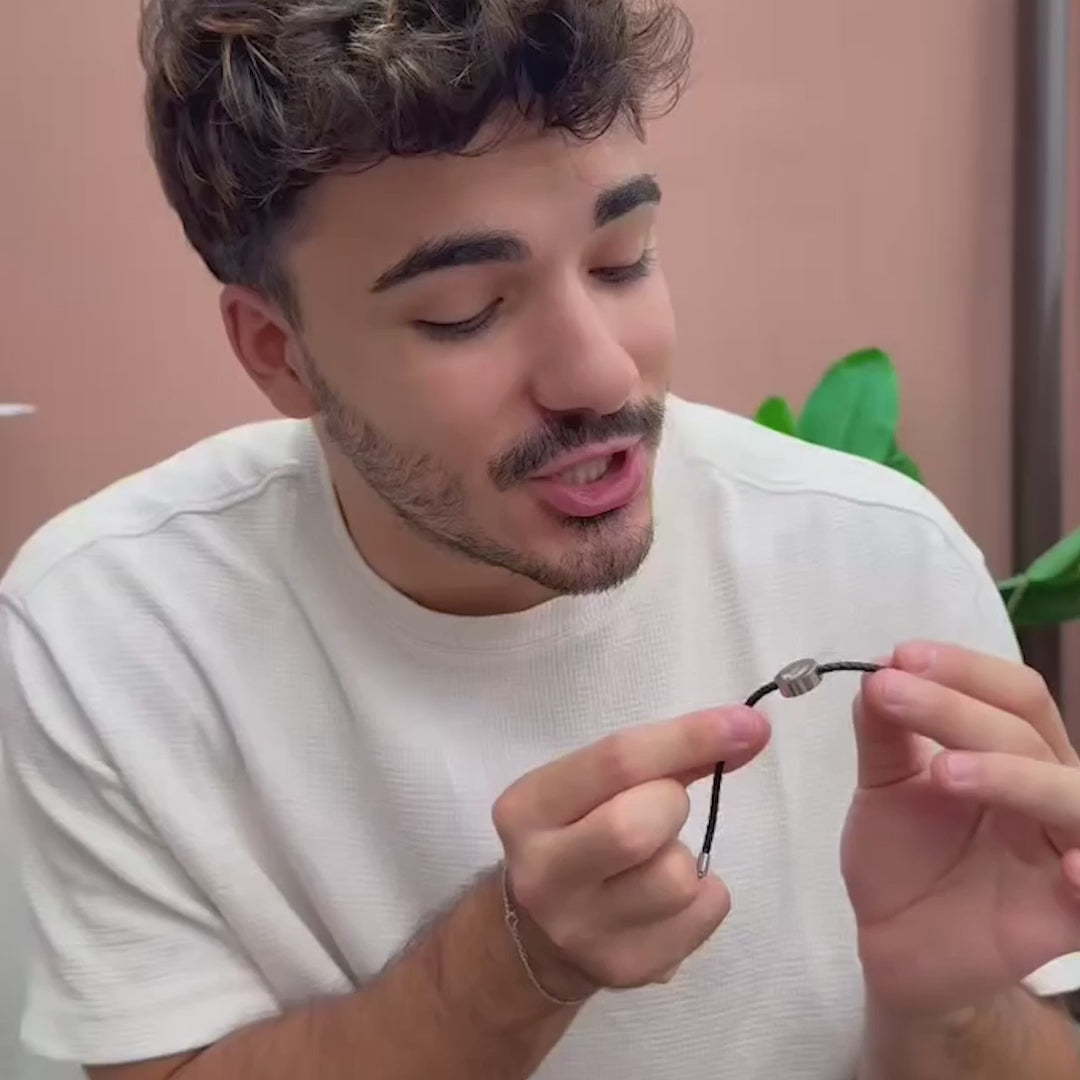 Pulsera para Mujer Black Leather de Cuero Negro y Acero Emotion