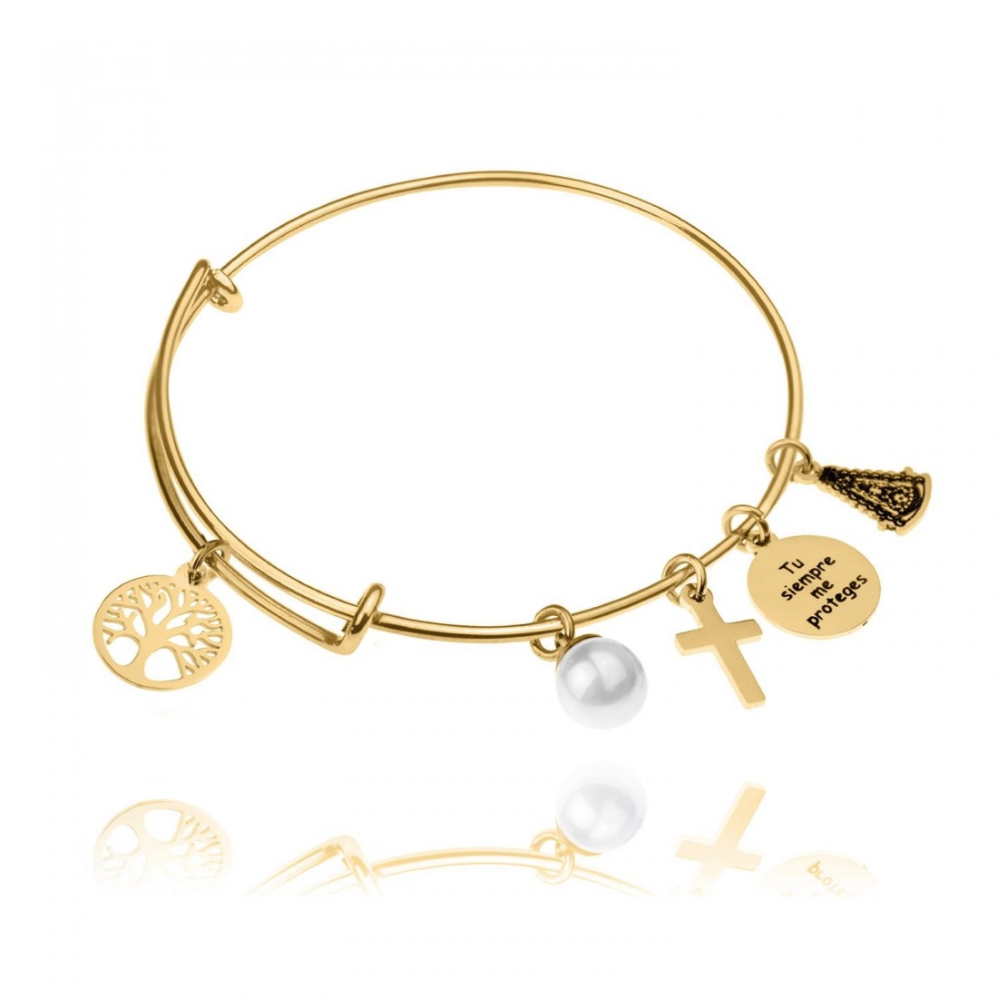 Pulsera para Mujer de Acero Dorado PROTECCIÓN ESPIRITUAL