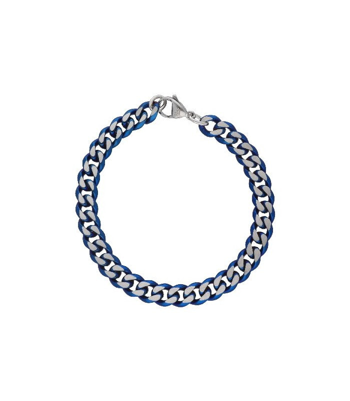 Pulsera de Acero para Hombre Bicolor Plateado y Azul LISKA