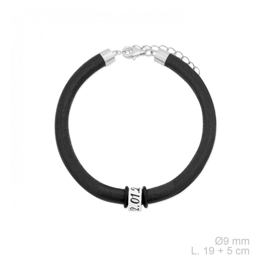 Pulsera Cuero Plata PERSONALIZADA para Hombre y para Mujer Otros Regalos Ocasiones Especiales