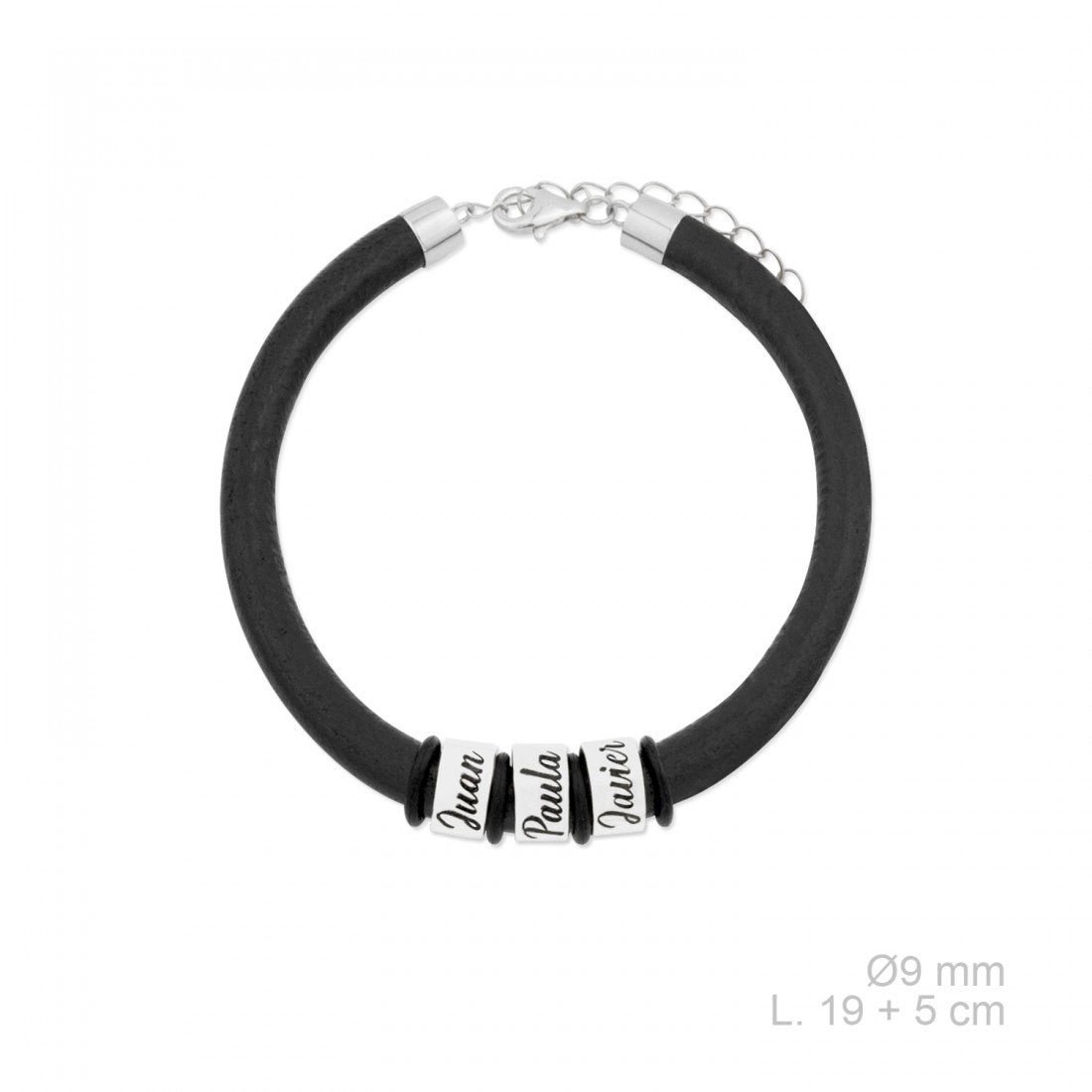 Pulsera Cuero Plata PERSONALIZADA para Hombre y para Mujer Otros Regalos Ocasiones Especiales