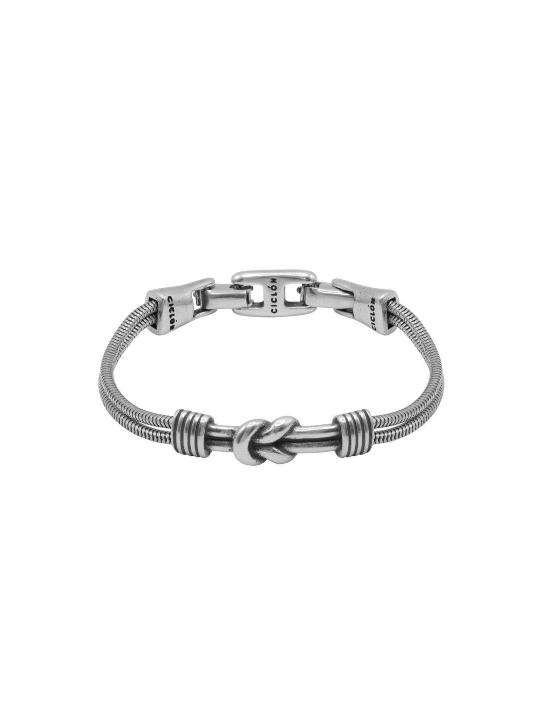 Pulsera para Hombre Acero Bañado en Plata Mini Llano Ciclón