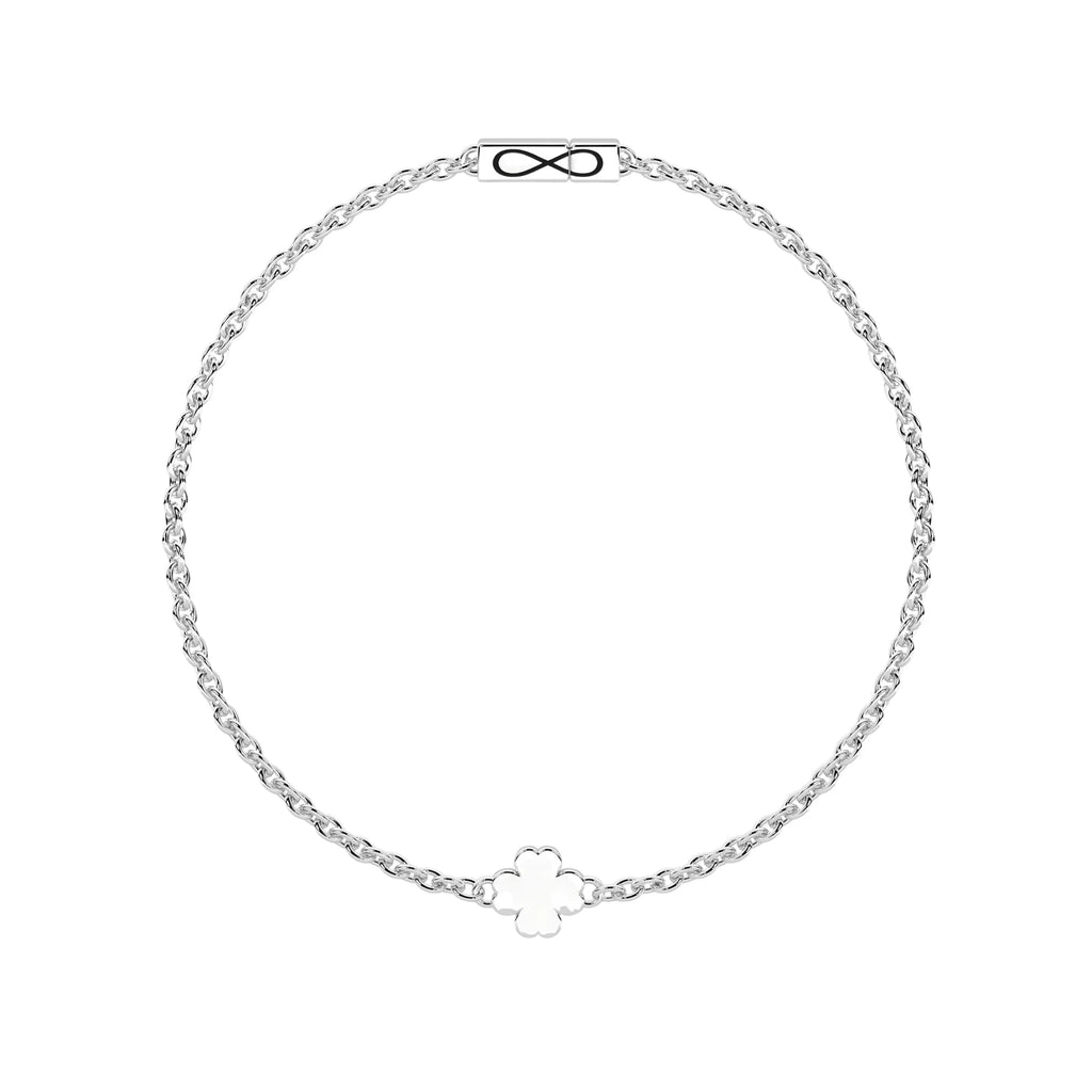 Pulsera Infinity Trébol Acero 316L con Charm de la Suerte
