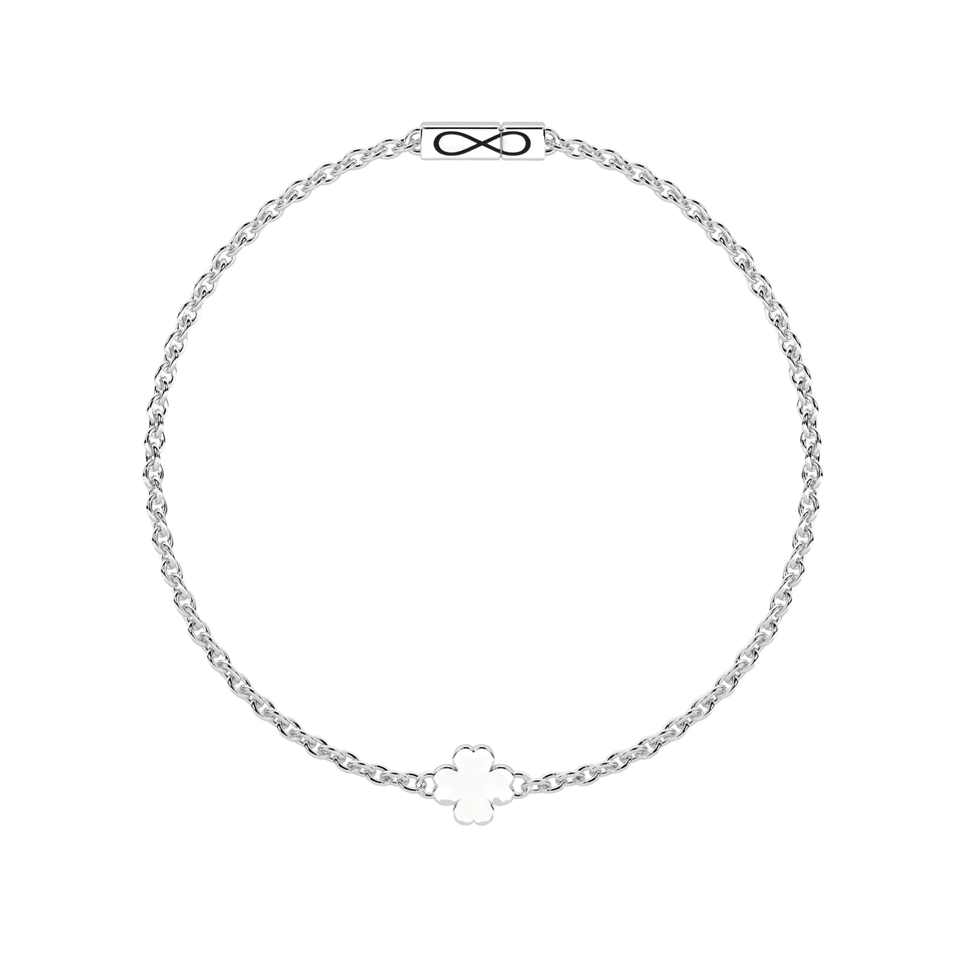 Pulsera Infinity Trébol Acero 316L con Charm de la Suerte