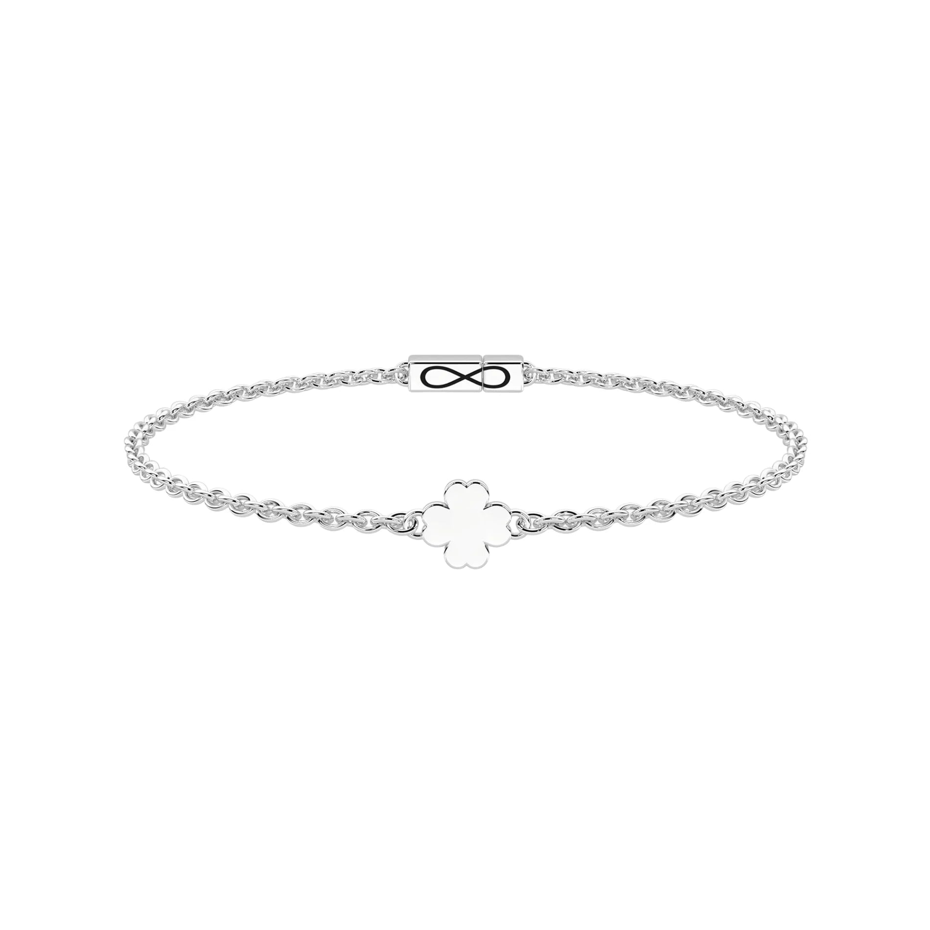 Pulsera Infinity Trébol Acero 316L con Charm de la Suerte