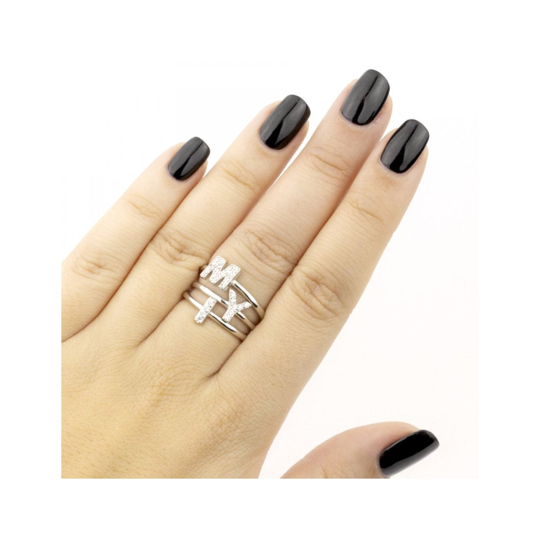 Anillo Para Mujer con Circonitas de Plata o Chapado en Oro Personalizable