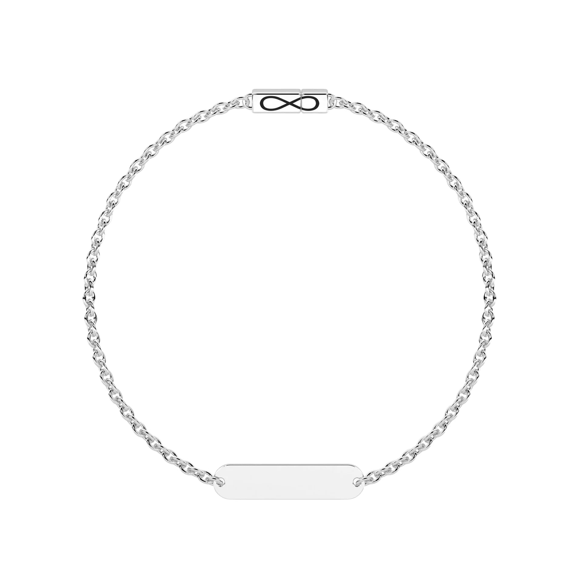Tobillera Infinity Acero 316L con Placa Personalizable